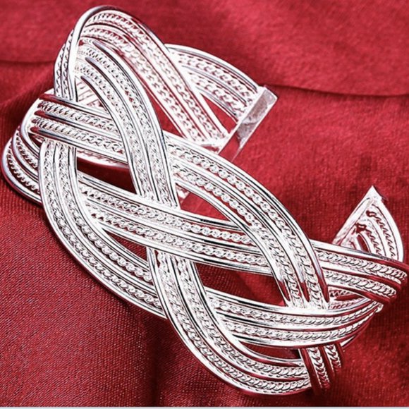 Silver Plated Braided Cuff Bracelet - Picture 4 of 5